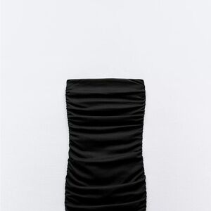 Zara cotton Black Strapless Dress